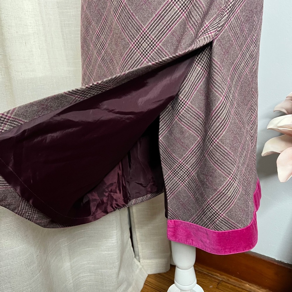 Y2K Vintage Oscar de la Renta Plaid Skirt Faux Wrap Pink Preppy‎ Women's Size 6 - Picture 4 of 10